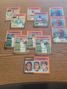 Topps '74 Highlights Vintage Baseball Trading Cards - Orange, Blue, Brown